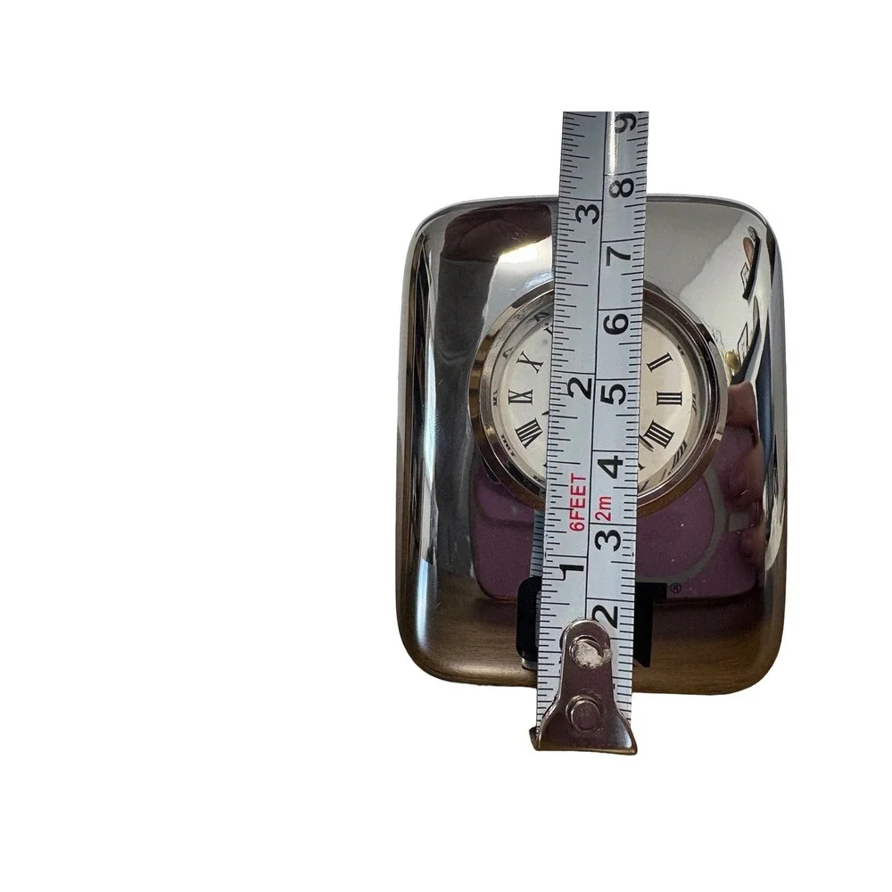 Collectable Caterpillar CAT Quartz‎ Desk Clock Paperweight Silver Roman Numeric